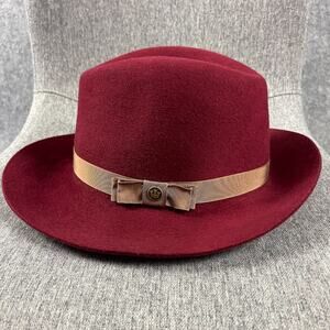 Goorin Bros Priscilla Lane Wool Fedora Hat Womens Medium Brick Red USA Made